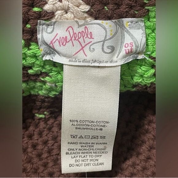 free people OS Palm Springs PalmβTree Brown Gold Crochet Knit Brim Hat - Picture 8 of 9